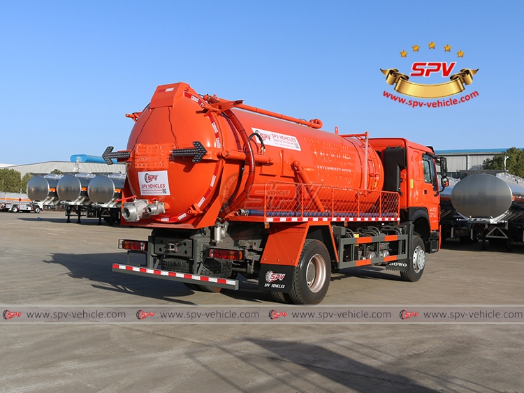 SPV-Vehicle - 12,000 Litres Sewage Vacuum Truck SINOTRUK HOWO - Right Back Side View SPV-Vehicle - 12,000 Litres Sewage Vacuum Truck SINOTRUK HOWO - Right Back Side View